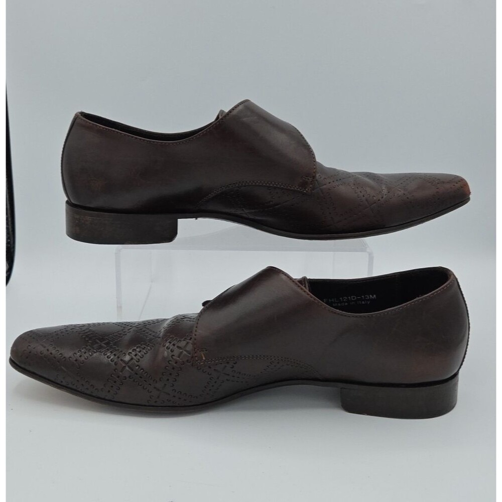 Paul Fredrick Dark Brown Leather Loafers Monk Strap Size 13 US Made In Italy - Picture 2 of 8